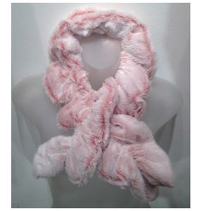 Faux fur pink/red tipped with white Scarf